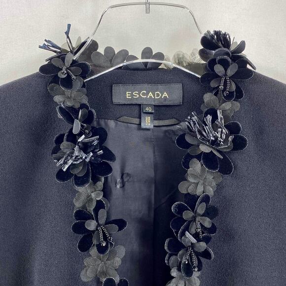 ESCADA 100% Wool Black Jacket Flowy Skirt Coordinates Suit Separates Set - Picture 6 of 10